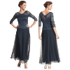 Three-Quarter-Sleeve Lace Beaded Dress